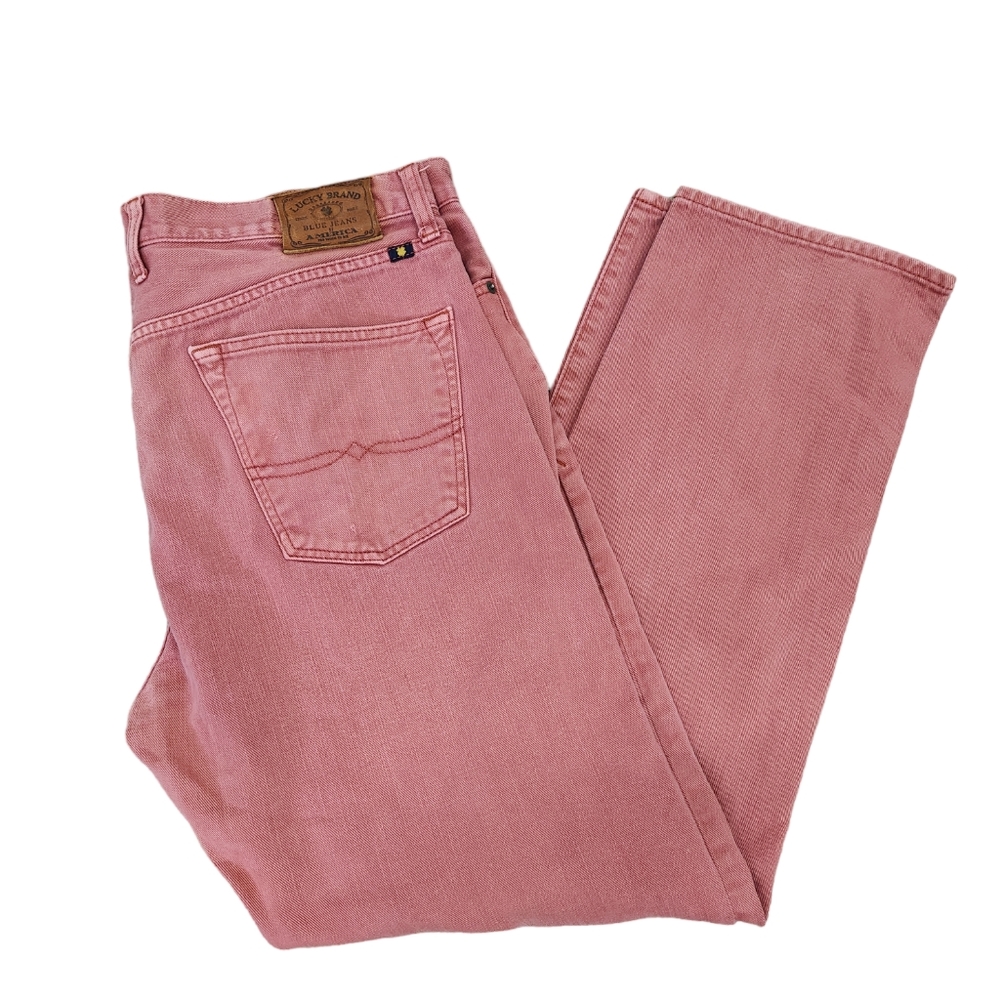 Lucky Brand Jeans Mens 38x32 121 Heritage Slim Salmon Straight Leg Denim Casual